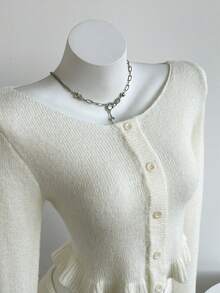 SHEIN Unity 两件套女士性感针织毛衣套装，夏季百搭 - 白色 - 查看 3