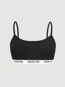 SHEIN 3pcs Tween Girls' Casual Comfortable Letter Graphic Camisole Set - Black - View 3