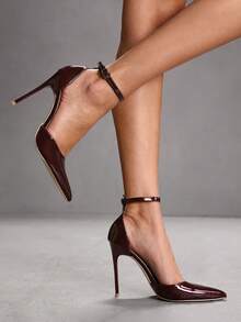 CUCCOO SZL Giày cao gót mũi nhọn màu hồng satin thanh lịch, đa năng cho cả đi làm và hẹn hò, kiểu dáng duyên dáng và tinh tế cho ngày Valentine. - Màu đỏ tím - Xem 7