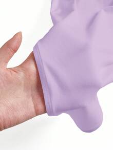 SHEIN BASICS Áo liền thân tay ngắn cổ tròn màu trơn, kiểu dáng thường ngày dành cho nữ. - Màu tím - Xem 9