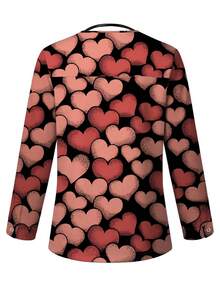 PopScrub Women's Casual Heart Print Cardigan Jacket, Suitable For /Nursing Uniforms, Spring/Summer Valentine's Day - Multicolor - View 2