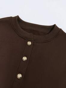 Franclia Women's Long Sleeve Sweatshirt, Long Sleeve Graduation Season Top, Back To School Women's, Graduation, Teacher Work Attire, Autumn/Winter - Brown - View 3