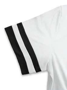 Resyla Áo phông nữ / Áo phông thời trang thường ngày / Họa tiết nơ anh đào / Áo phông nữ cổ tròn dáng rộng phối màu / Áo nữ mùa xuân/hè - Nhiều màu - Xem 4