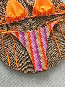 Swim Vcay Striped Tie-Front Bikini Bottom - Multicolor - View 2