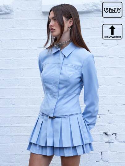 COUREZ 短款修身夹克 / Y2K 秋季女装 秋季服装 可爱上衣 外出上衣 冬季夹克