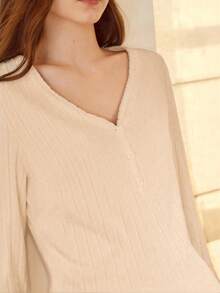 MOTF PREMIUM WOMEN'S COMFORTABLE RIBBED LONG SLEEVE TOP AND PANTS PAJAMA SET