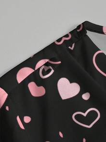 PopScrub 粉色爱心印花V领短袖口袋护士服套装，女士春夏时尚装