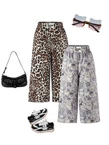 SHEIN Fashionable High Waist Leopard Print Casual Pants For Women, European And American Style, Versatile, Spring/Summer - Multicolor - View 3