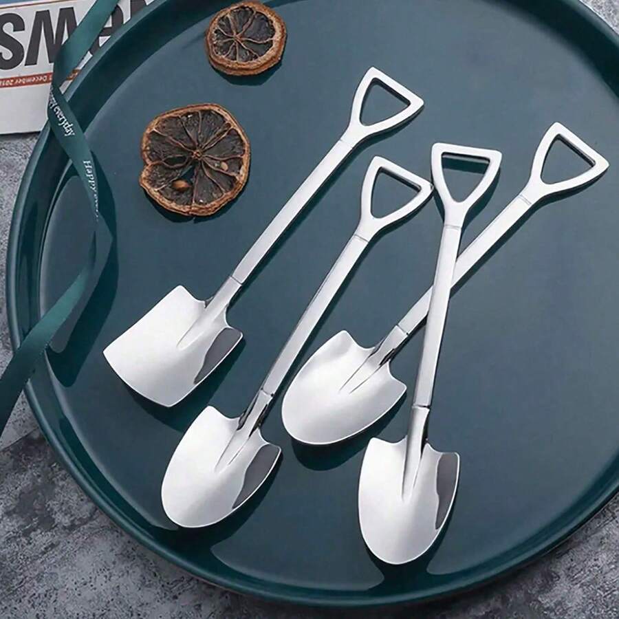 2Pcs/4Pcs Portable Stainless Steel Spoons, Creative Dessert Watermelon Scoops, Fruit Ice Cream Spoons For Halloween, Christmas Gift Party Dining - Multicolor - View 1