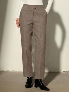 Aveloria Modichic Straight Leg Low Waist Casual Straight Trousers - Khaki - View 2