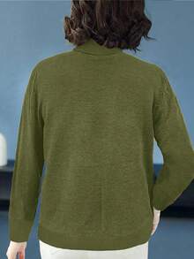 EMERY ROSE Áo len cổ lọ màu trơn đa năng giản dị thu đông - xanh quân đội - Xem 2