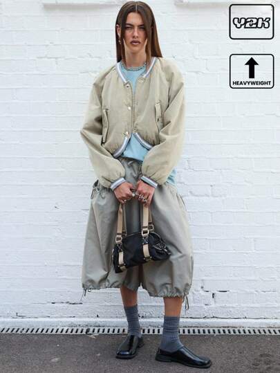 COUREZ 超大款短款棒球夹克 / Y2K 秋季女装 冬季女装 短款夹克 女士冬季夹克