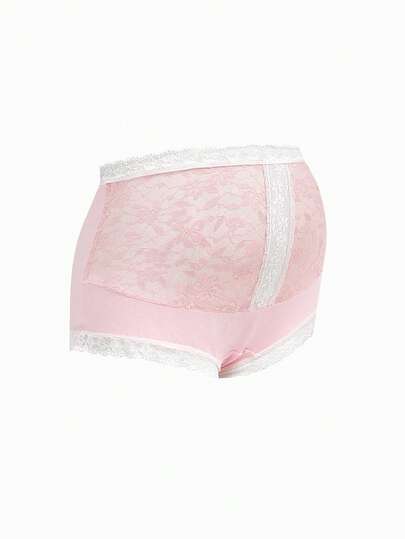 Maternity Elegant Contrast Color Lace Patchwork Briefs