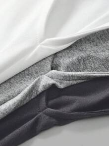 SHEIN BASICS 3pcs/Set Casual Solid Color Knit Crew Neck Cropped Women Tops 3 Pack Tops Long Sleeve Crop Tops - Dark Grey - View 6