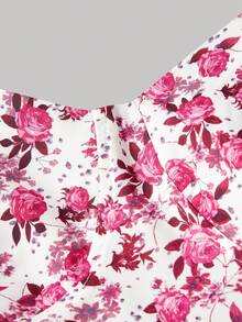 SHEIN MOD 女士印花吊带系带夏季连衣裙，印花长裙，春季连衣裙，度假连衣裙，假日连衣裙，乡村风服装，海滩度假装，波西米亚风女装，女士生日装，春夏连衣裙，早午餐装 - 酒紅色 - 查看 3