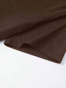 SHEIN Unity 2 Áo thun nữ dáng rộng cổ bất đối xứng, màu đen và cà phê thanh lịch, áo phông cỡ lớn - Nhiều màu - Xem 4