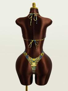 Zestiva 两件套女士豹纹镂空环泳衣罩衫，沙滩装，春夏款 - 彩色 - 查看 6