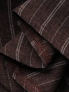 DAZY Women's Loose Fit Drop Shoulder Long Sleeve Striped Blazer Suit Set - Brown - View 9