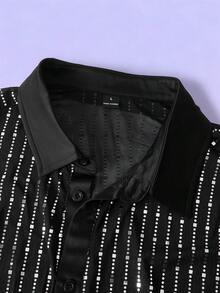 FeverCity Men's Short Sleeve Front Button Fashionable Summer Shirt - Black - View 4
