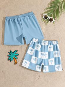2 piezas Pantalones de baño con estampado de árbol de coco para niño bebé - Multicolor - Ver 2