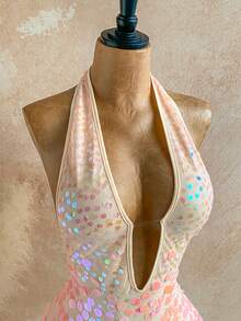 Soleia Đầm nghỉ mát lãng mạn dành cho nữ, đầm ngắn hở lưng đính sequin, thích hợp mặc thường ngày, hẹn hò, ngày Valentine, tiệc trà chiều, đi biển, du thuyền, nghỉ mát thành phố, lễ hội âm nhạc, tiệc tùng, phong cách Boho, Hippie, miền Tây. - Hồng - Xem 4