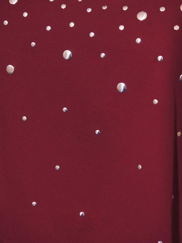 SHEIN Maija Valentine's Day Heroine Burgundy Chiffon Camisole Top For Women, Suitable For Urban Party, Holiday, Fashionable Party Top Maroon Top Studded Top Spring Women