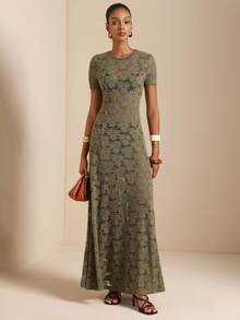 SHEIN Veneréa 女士性感蕾丝束腰连衣裙