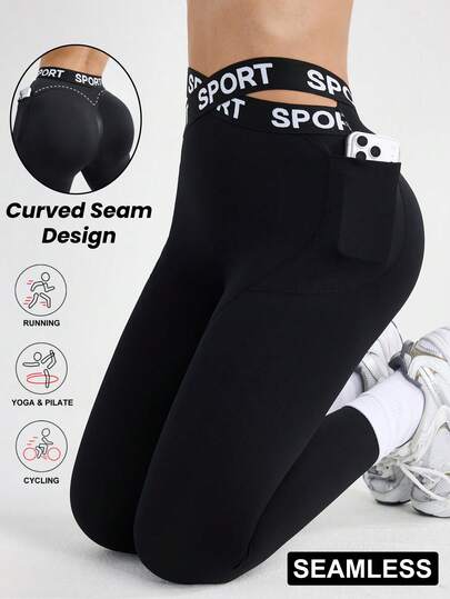 Dewbera Seamless High Elasticity Double Pocket Yoga Fitness Sports Leggings For Daily Wear