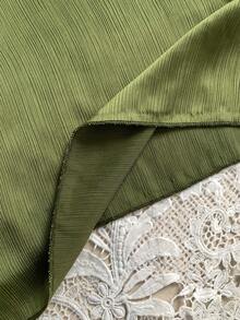 SHEIN 女士纯色扭结V领长袖连衣裙 - 墨綠色 - 查看 6