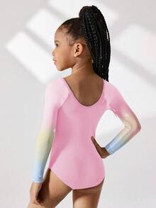 Bộ đồ thể dục dài tay co giãn 4 chiều dành cho bé gái, chất liệu lưới chuyển màu, đính đá lấp lánh, thích hợp cho các hoạt động thể thao ngoài trời, khiêu vũ, yoga và thể dục dụng cụ. - Nhiều màu - Xem 2