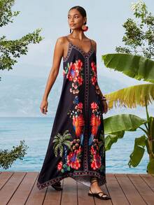 Travachic Vacation Printed Sleeveless Dress For Women