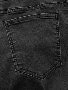 ROMWE MEN Casual Men's Metal Rivet Layered Denim Jeans - Brown - View 5