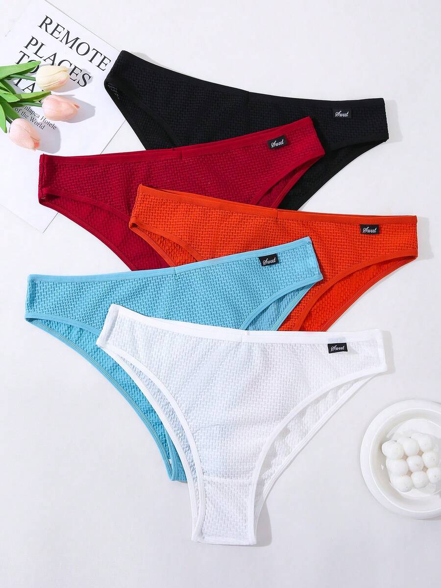 DesireSculpt 5pcs/Pack Women's Everyday High Elasticity Comfortable Briefs - Multicolor - View 1