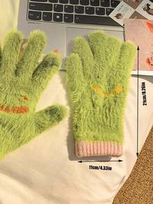 Joivida A Pair Of Winter Gloves, A Cute Smile, Simple Girl Wool And Thickened Gloves, Cold-Proof Knitted Gloves, And Long Plush Warm Gloves, Suitable For Winter Commuting Warmth And Cold Protection, Valentine's Day
