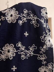 Al Najma 新款刺绣蓝色沙滩度假休闲宽松连衣裙，适合日常、聚会和度假穿着 - 藏蓝色 - 查看 8