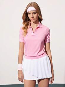 CourtClass 女士休闲运动网球健身短袖Polo衫高尔夫上衣女士粉色网球服女士网球服粉色网球上衣女士Polo衫网球上衣女士女士高尔夫上衣女士Polo衫女士高尔夫上衣女士Polo衫粉色Polo衫女士高尔夫上衣粉色高尔夫服短款Polo衫女士高尔夫上衣 - 粉色 - 查看 5