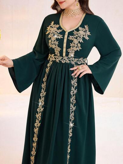 Al Najma Plus Size Women's Turkish & Arabic Traditional Long Tunic Formal Elegant Party Uxury Evening Dresses Wedding Party Dress