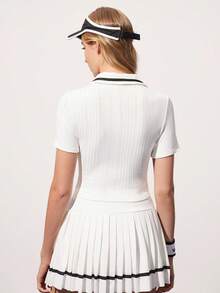 CourtClass Áo polo thể thao tay ngắn màu trơn tối giản dành cho nữ - trắng - Xem 2