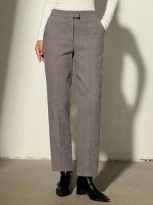 Aveloria Modichic Women's Casual Herringbone Tapered Pants, Suitable For Commuting In Autumn - Grey - View 2