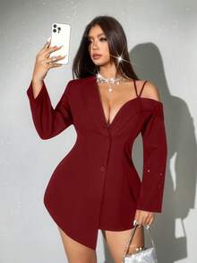 Viva Relle Bộ đồ đỏ hở vai gợi cảm, cỡ lớn, thích hợp cho tiệc Giáng sinh. - Màu Đỏ Sâu - Xem 3