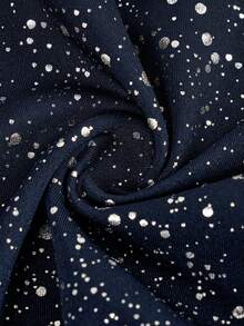 SHEIN Spodnie obcisłe z wysokim stanem i brokatem dla nastolatek, modne na imprezę, jesienne urodziny, elegancki styl vintage, randka, urodziny, podstawowa impreza, brokatowe, elastyczne, obcisłe legginsy kompresyjne z wysokim stanem, dopasowane spodnie do jogi - Granatowy - Zobacz 6