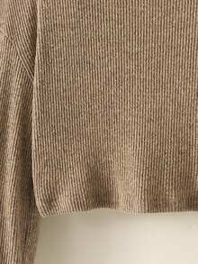 SHEIN Tween Girl Student Clothes, Lantern Sleeve Basic Style, Back To School, Opening Ceremony, Daily Wear, School, Travel, Sports, Winter - Camel - View 5