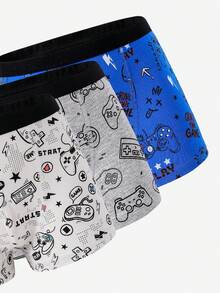 男童平角内裤 - 5 条装，随机图案，色彩缤纷，弹性腰带，舒适四季皆宜，适合 2026 年假日季，卡通游戏运动条纹纯色腰带，柔软贴身，幼儿青少年平角内裤多件装礼品 - 彩色 - 查看 7