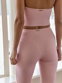 Aralina Quần legging nữ màu trơn, kiểu dáng thường ngày, có viền. - Hồng - Xem 5