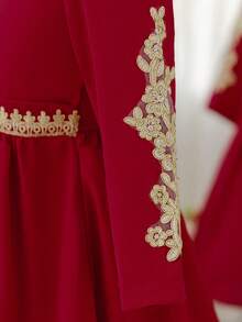Glamorique Kids Kleine Mädchen Kleid, elegant & arabisch, geeignet für formelle Anlässe - Rot - Übersicht 7