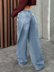 EURMUSE LOW RISE WIDELEG Y2K STYLE GREY JEAN - Baby Blue - View 2