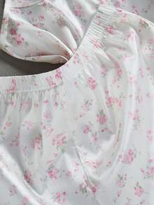 Bộ đồ ngủ 2 mảnh cho bé gái, màu hồng hoa văn, chất liệu satin mềm mại, gồm áo hai dây và quần short. - Nhiều màu - Xem 6