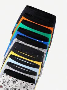 男童平角内裤 - 5 条装，随机图案，色彩缤纷，弹性腰带，舒适四季皆宜，适合 2026 年假日季，卡通游戏运动条纹纯色腰带，柔软贴身，幼儿青少年平角内裤多件装礼品 - 彩色 - 查看 5