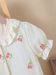 SHEIN Vintaside Kids Bộ đồ ngủ mặc nhà 2 mảnh in hình trái tim ngọt ngào dành cho các cô gái trẻ - Nhiều màu - Xem 5