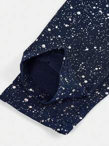 SHEIN Spodnie obcisłe z wysokim stanem i brokatem dla nastolatek, modne na imprezę, jesienne urodziny, elegancki styl vintage, randka, urodziny, podstawowa impreza, brokatowe, elastyczne, obcisłe legginsy kompresyjne z wysokim stanem, dopasowane spodnie do jogi - Granatowy - Zobacz 5